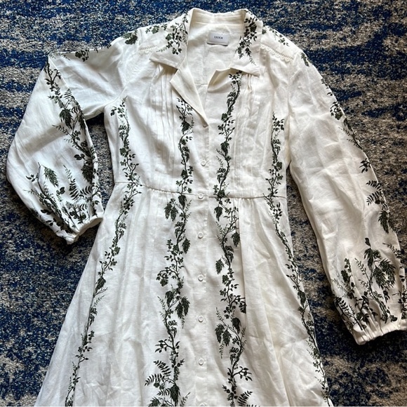 Erdem Women's White Kendrick Pintucked Floral-print Linen Midi Dress - Picture 5 of 15